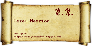 Mezey Nesztor névjegykártya